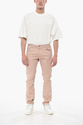 Cotton Five-Pocket Pants with Silver-Effect Button