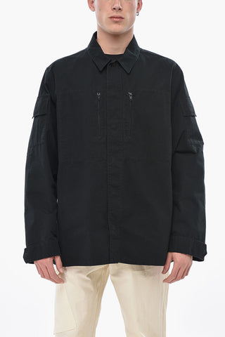 Overshirt a Quadri Rip Stop Con Bottoni Automatici