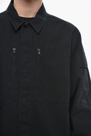 Overshirt a Quadri Rip Stop Con Bottoni Automatici