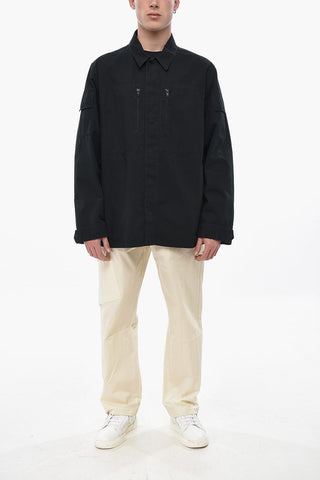 Overshirt a Quadri Rip Stop Con Bottoni Automatici