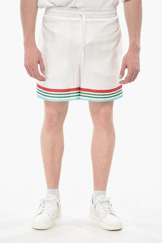 Silk Patterned Shorts with Elastic Waistband