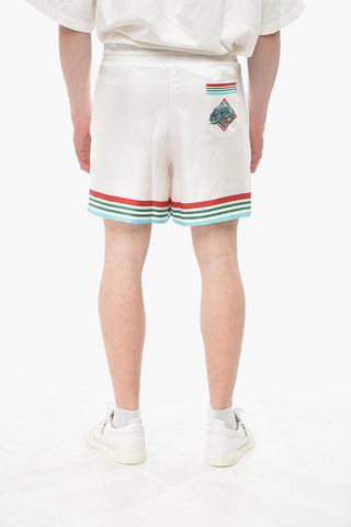 Silk Patterned Shorts with Elastic Waistband