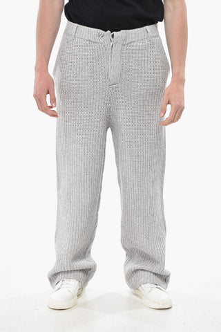 Straight-Leg Knit Trousers with Belt Loops