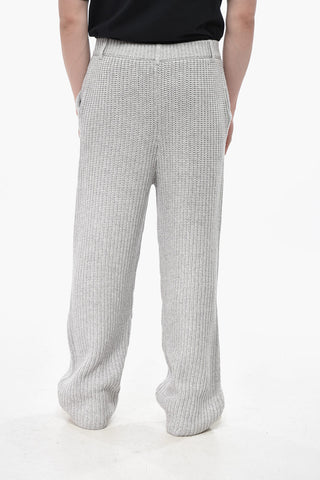Straight-Leg Knit Trousers with Belt Loops