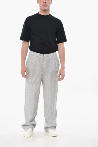 Straight-Leg Knit Trousers with Belt Loops