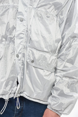 Windjacke aus kariertem Ripstop-Nylon mit Druckknöpfen