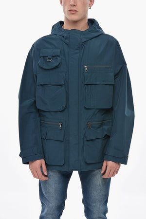 Checked Ripstop Utility Overshirt with Hidden Button Closure