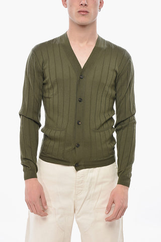 Virgin Wool Cardigan with Contrast Buttons
