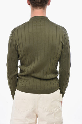Virgin Wool Cardigan with Contrast Buttons