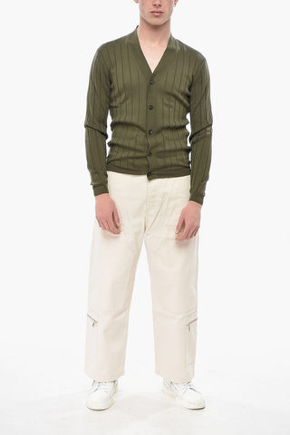 Virgin Wool Cardigan with Contrast Buttons