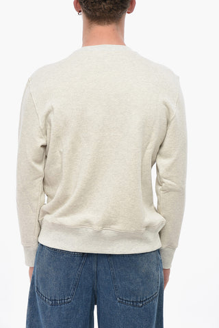 Brushed Cotton Crewneck Sweatshirt with Embroidered Logo