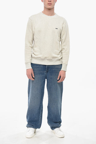 Brushed Cotton Crewneck Sweatshirt with Embroidered Logo