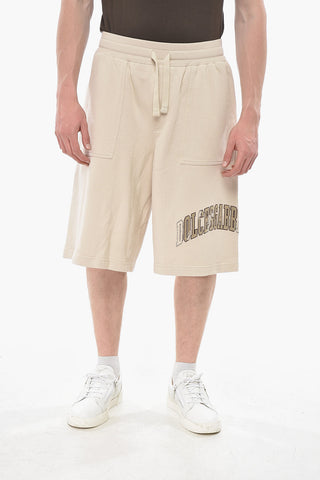 Shorts aus angerauter Baumwolle mit gesticktem Logo