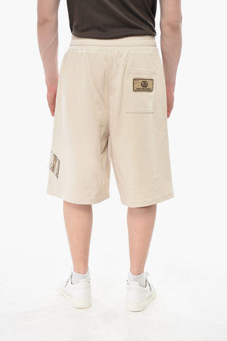Shorts aus angerauter Baumwolle mit gesticktem Logo