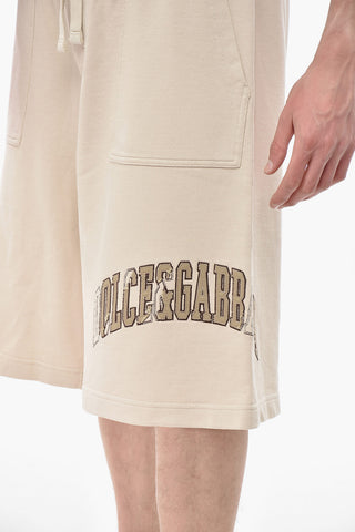 Shorts aus angerauter Baumwolle mit gesticktem Logo