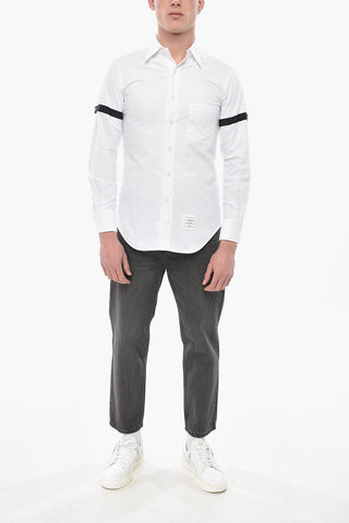 Unifarbenes Button-Down-Hemd Mit Kontrastband