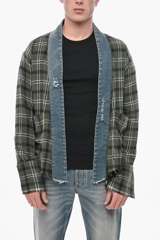 Open-Front Overshirt in Vintage-Effect Check