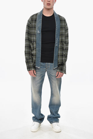 Open-Front Overshirt in Vintage-Effect Check