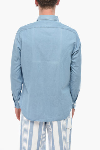 Cotton Jersey Shirt with Spread Collar