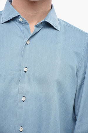 Cotton Jersey Shirt with Spread Collar