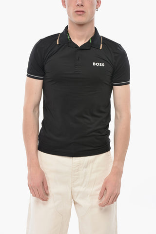Polo in Tessuto Tecnico con Logo Stampato