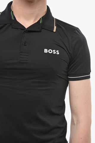 Polo in Tessuto Tecnico con Logo Stampato