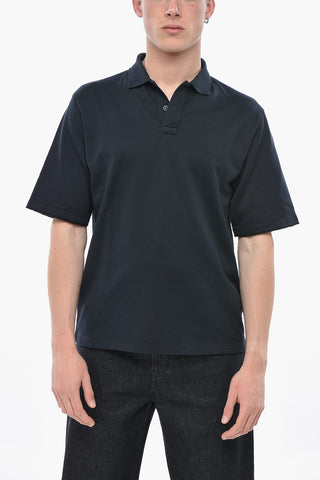 Two-Button Cotton Polo With Tone-On-Tone Logo Print
