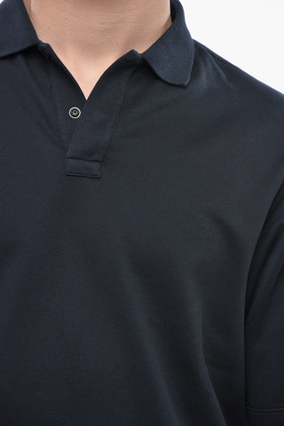 Two-Button Cotton Polo With Tone-On-Tone Logo Print