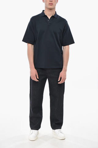 Two-Button Cotton Polo With Tone-On-Tone Logo Print