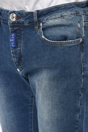 Stretch-Denim-Jeans Mit Geradem Bein Und Reliefdetail