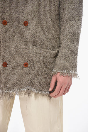 Cappotto Doppiopetto in Cotone ad Orlo Sfrangiato