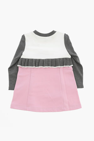 Color-Block Tee Dress with Pleated Details