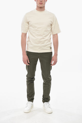Baumwoll-T-Shirt mit Rundhalsausschnitt in Uni
