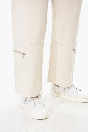 Cotton Cargo Pants With Logo Button