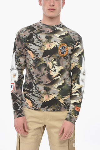 Cotton Camouflage Crewneck T-Shirt FLAMING