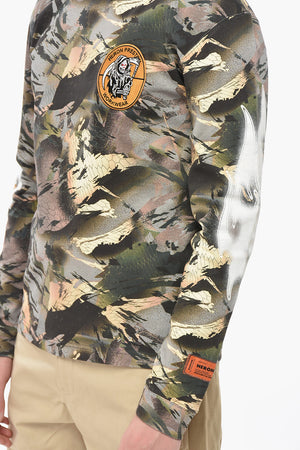 Cotton Camouflage Crewneck T-Shirt FLAMING