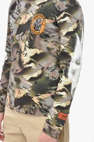 Cotton Camouflage Crewneck T-Shirt FLAMING