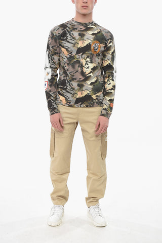 Cotton Camouflage Crewneck T-Shirt FLAMING