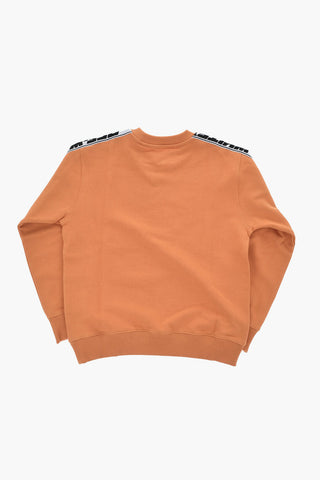 Brushed-Cotton Crewneck Sweatshirt with Logo Side Stripe