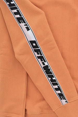 Brushed-Cotton Crewneck Sweatshirt with Logo Side Stripe