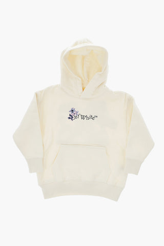 Solid-Color Hoodie with Floral Logo