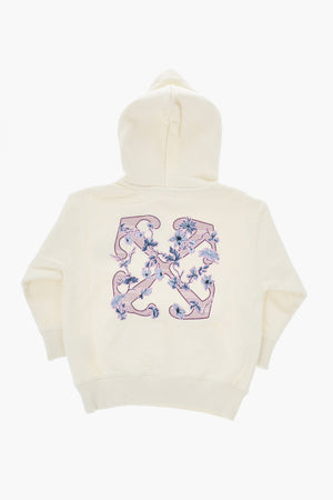 Solid-Color Hoodie with Floral Logo