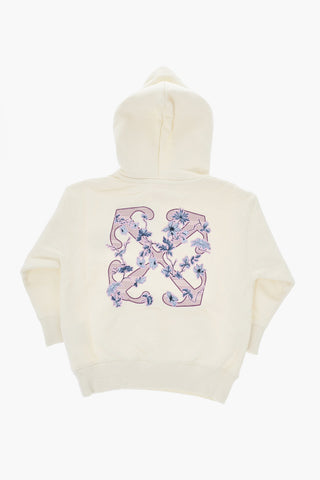 Solid-Color Hoodie with Floral Logo