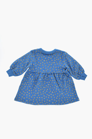 Langärmeliges Kleid aus angerauter Baumwolle mit Allover-Margeritenprint