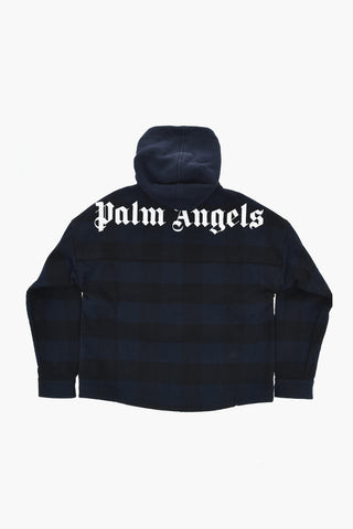 Two-Tone Buffalo Check Overshirt with Removable Hood