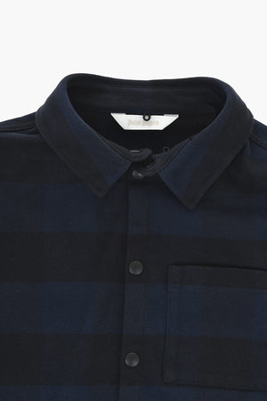 Zweifarbiges Overshirt im Buffalo-Karo mit abnehmbarer Kapuze