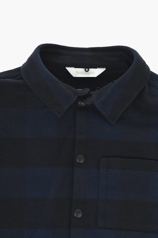 Two-Tone Buffalo Check Overshirt with Removable Hood