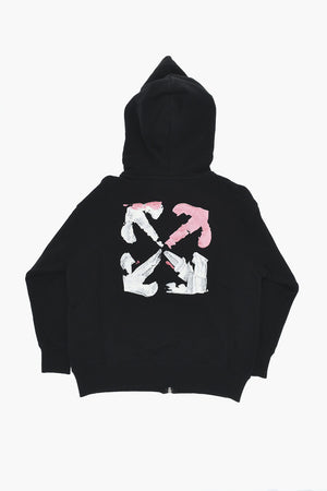 Sweatshirt aus Baumwolle mit Reißverschluss und Kapuze