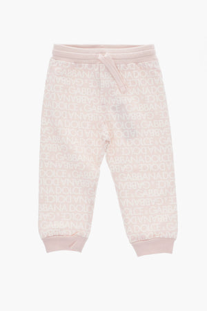 Joggers in Cotone Garzato con Logo All-Over