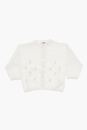 Durchbrochener Cardigan mit floraler Stickerei